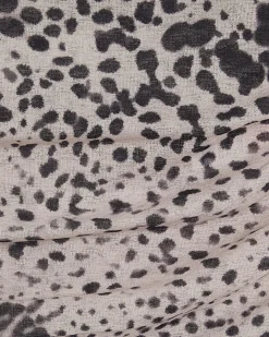 Beige Long Sleeve Boat Neck Spot Print Top