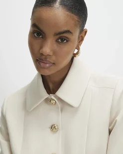 Beige Long Sleeve Collared Structured Jacket