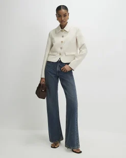 Beige Long Sleeve Collared Structured Jacket