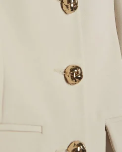 Beige Long Sleeve Collared Structured Jacket