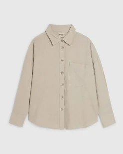 Beige Long Sleeve Linen Blend Shirt