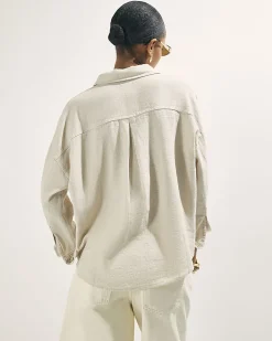 Beige Long Sleeve Linen Blend Shirt
