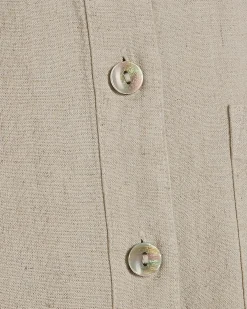 Beige Long Sleeve Linen Blend Shirt