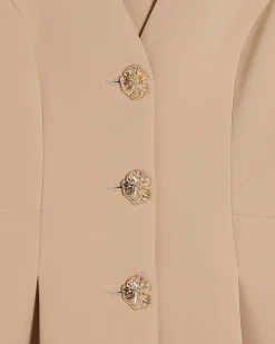 Beige Long Sleeve Pleated Jacket