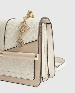 Beige Monogram Bar Front Shoulder Bag