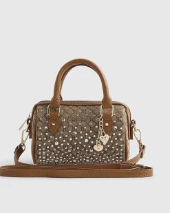 Beige Monogram Mini Diamante Bowler Bag