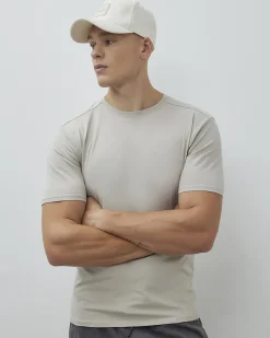 Beige Muscle Fit Cotton Stretch T-Shirt