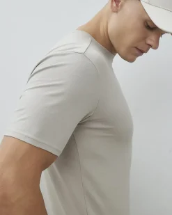 Beige Muscle Fit Cotton Stretch T-Shirt