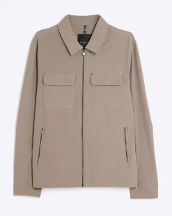 Beige Muscle Fit Shacket