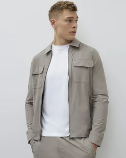 Beige Muscle Fit Shacket