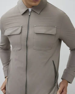 Beige Muscle Fit Shacket