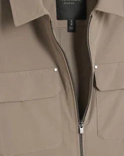 Beige Muscle Fit Shacket