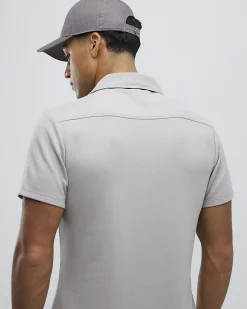 Beige Muscle Fit Stretch Revere Shirt