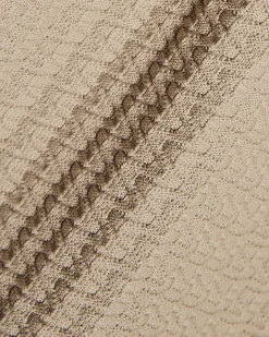 Beige Muscle Fit Zig Zag Texture T-shirt