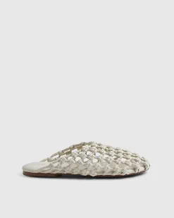 Beige Open Weave Mule Sandals