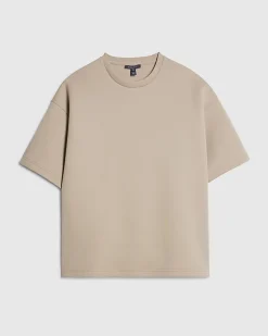 Beige Oversized Fit Cotton Crew Neck T-Shirt
