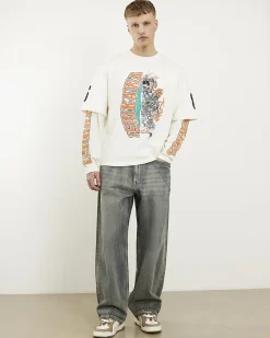 Beige Oversized Fit Layered T-Shirt
