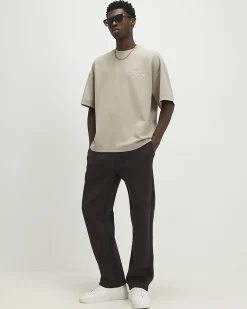 Beige Oversized Fit Midweight Graphic T-Shirt