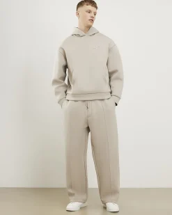 Beige Oversized Fit Script Graphic Hoodie