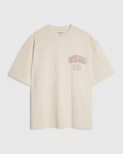 Beige Oversized Fit Varsity Prolific T-Shirt
