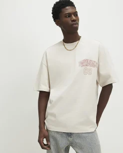 Beige Oversized Fit Varsity Prolific T-Shirt