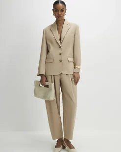 Beige Oversized Long Sleeve Blazer