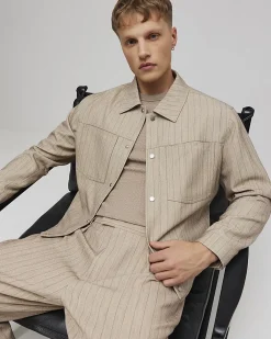 Beige Pinstripe Western Jacket