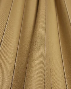 Beige Pinstripe Wide Leg Trousers