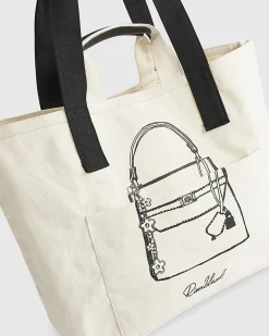 Beige Pocket Front Canvas Tote Bag