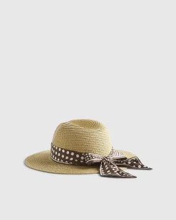 Beige Polka Dot Band Fedora