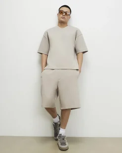 Beige Premium Drawstring Bermuda Shorts