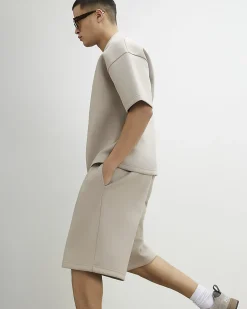 Beige Premium Drawstring Bermuda Shorts