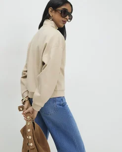 Beige Premium Half Zip Sweatshirt