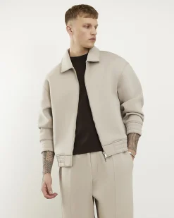 Beige Premium Harrington Jacket