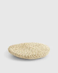 Beige Raffia Beret
