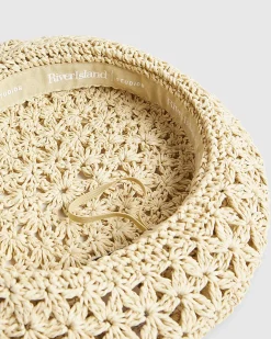 Beige Raffia Beret