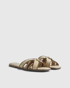 Beige Raffia Flat Sandals