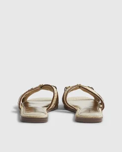 Beige Raffia Flat Sandals