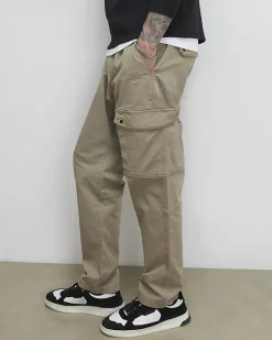 Beige Regular Fit Cargo Trousers