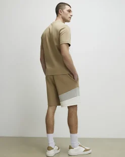 Beige Regular Fit Colour Block Shorts