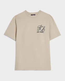 Beige Regular Fit Cotton Anchor T-Shirt