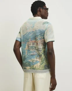 Beige Regular Fit Crochet Scenic Shirt