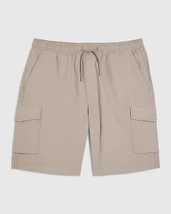 Beige Regular Fit Crosshatch Cargo Shorts