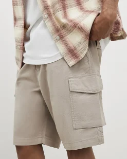 Beige Regular Fit Crosshatch Cargo Shorts