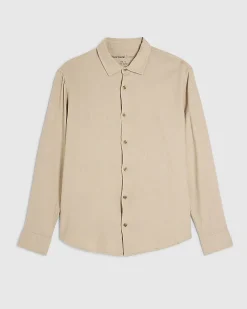 Beige Regular Fit Linen Blend Shirt