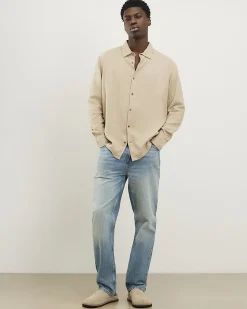 Beige Regular Fit Linen Blend Shirt