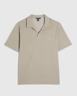 Beige Regular Fit Open Neck Polo Shirt