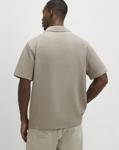 Beige Regular Fit Revere Short Sleeve Shirt