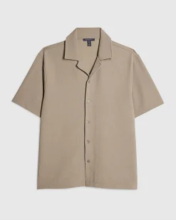 Beige Regular Fit Textured Shirt