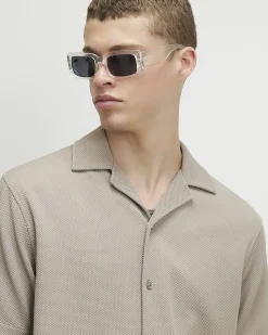 Beige Regular Fit Textured Shirt